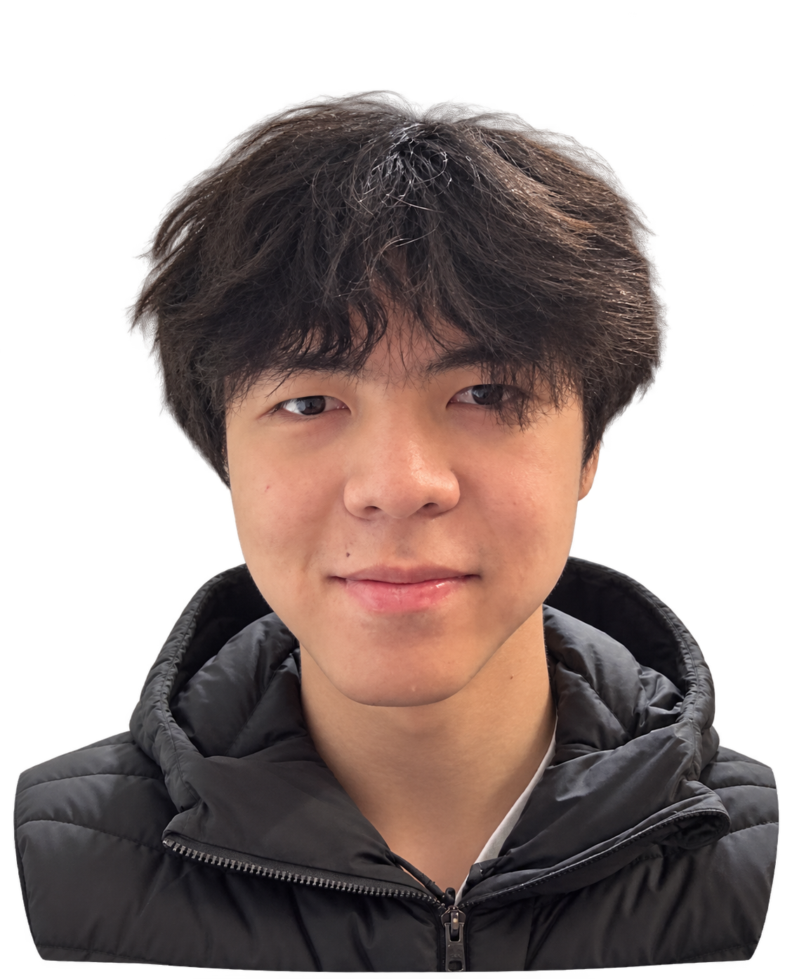 Justin Lee’s head-and-shoulders portrait as a blue hologram.